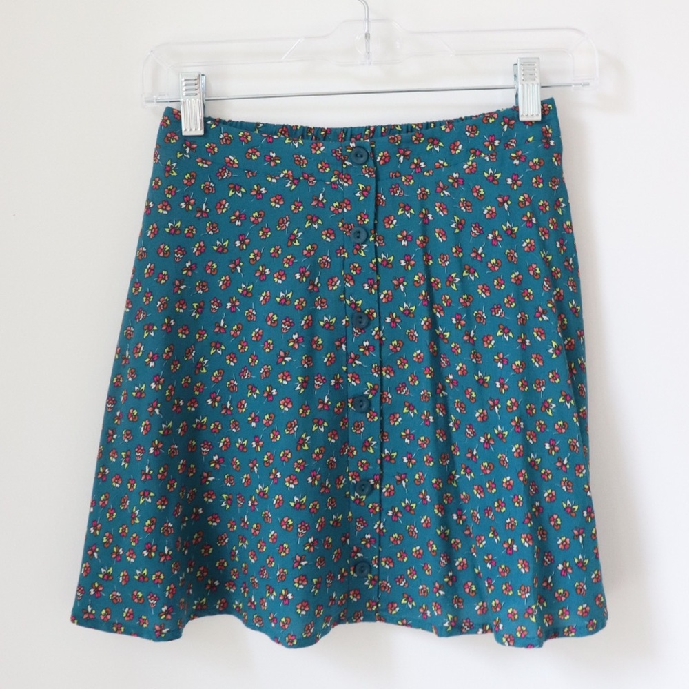 Lush Teal Print Skirt